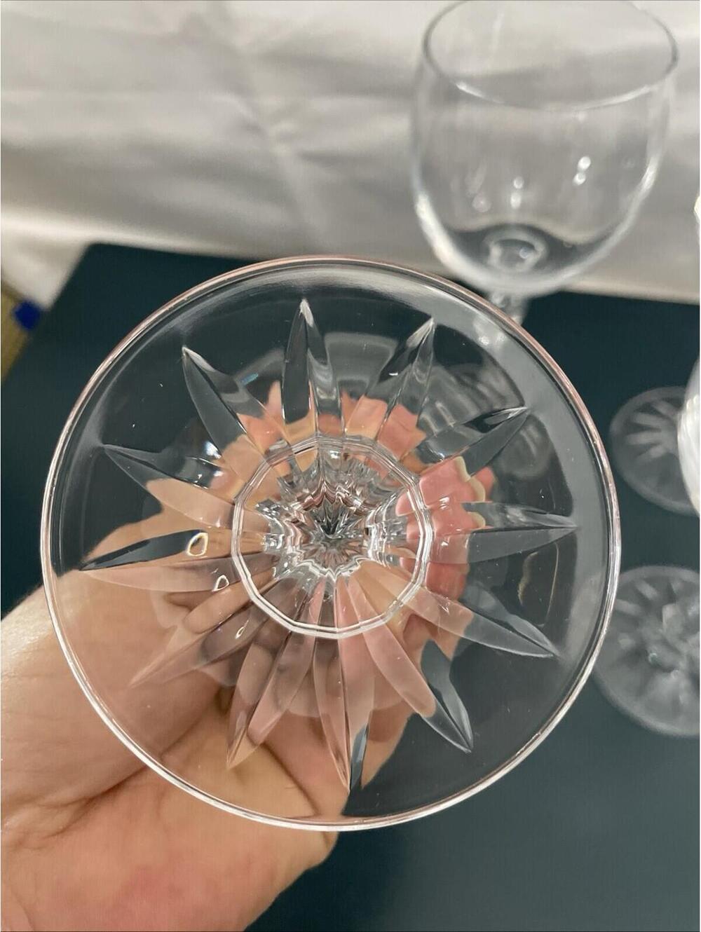 Set Of 6 Wine Goblet Glass Towle Austrian Crystal Fantasy Pattern 7 3/8" - Picture 9 of 9